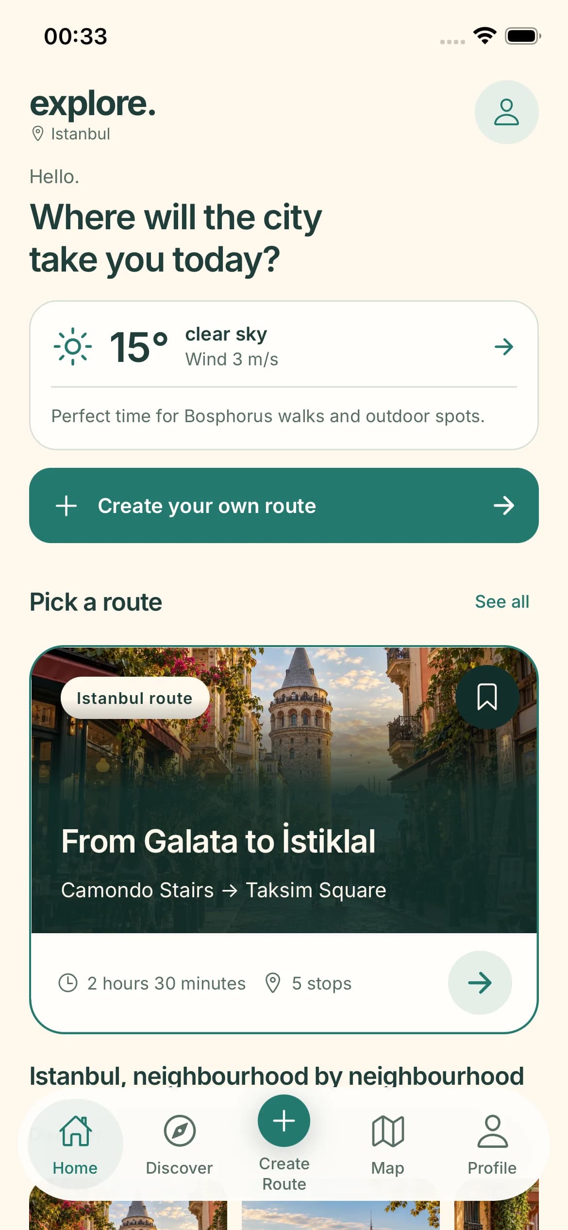 The Explore app’s signed-out home screen in English